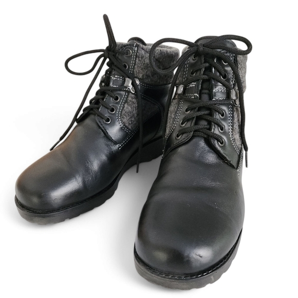 SAUTE-MOUTON winter boots leather made in Canada 100% woven wool lining size 39 - Picture 1 of 13